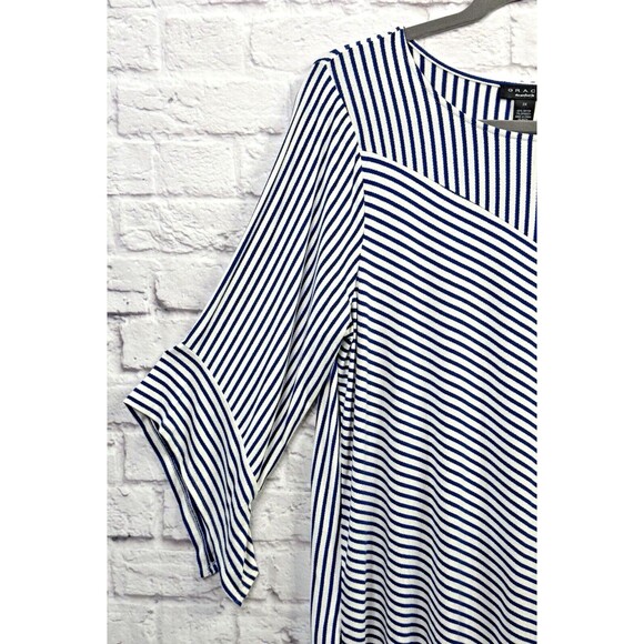 Grace The Perfect Fit Top Womens Shirt Blue White Multi Stripe 3/4 Sleeve 3X NWT - Picture 3 of 6